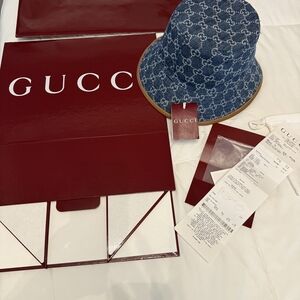 Gucci Denim Blue Monogram Bucket Hat